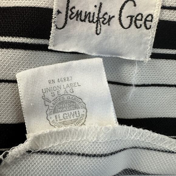 Vintage Jennifer Gee Dress 1970s Big Collar Striped Long Sleeve Belted Mod 8 - Picture 9 of 10